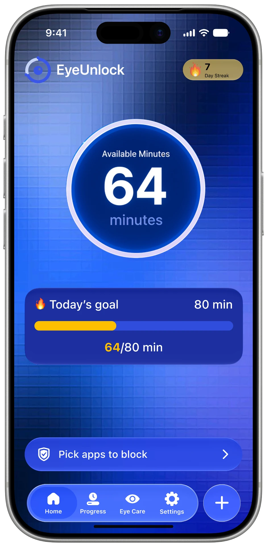 Dashboard showing available unlocked minutes